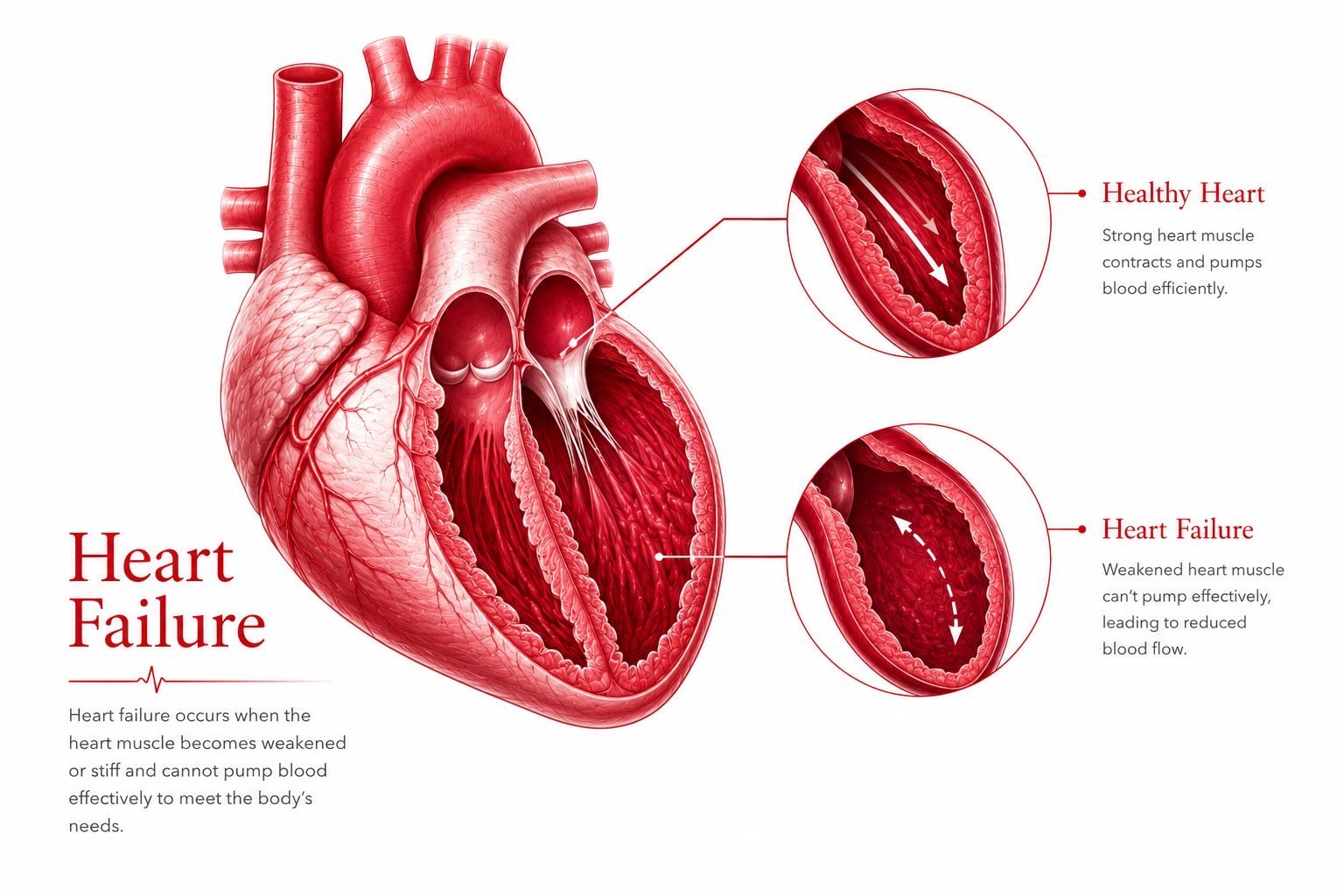 What Is Heart Failure? Symptoms, Causes, and Treatment - anatomical illustration