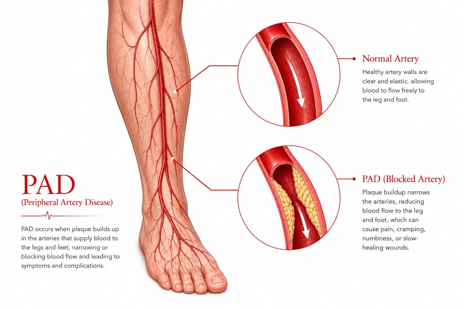 What Is Peripheral Artery Disease? Causes, Risk Factors, and Treatment - anatomical illustration
